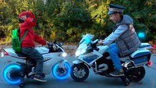 Funny Kids Ride on Police Cars / Pretend Play with Electric Bikes Toys & Power Wheels for Toddlers