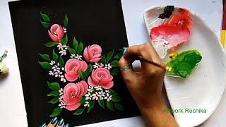 One Stroke Flower Painting Tutorial | Rose Flower Painting | Acrylic Painting