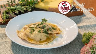 Tiroler Schlutzkrapfen mit Kartoffel-Speck-Füllung | Rezept von HANDL TYROL