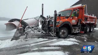VTrans works throughout the day as snow creates slick evening commute