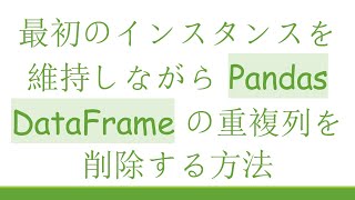 最初のインスタンスを維持しながら Pandas DataFrame の重複列を削除する方法