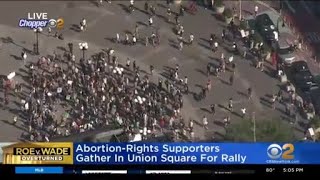Protesters gather in Union Square in response to Roe v. Wade decision