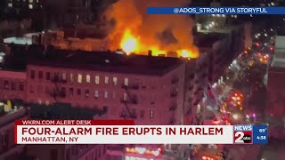 Crews battle 4-alarm fire in Harlem