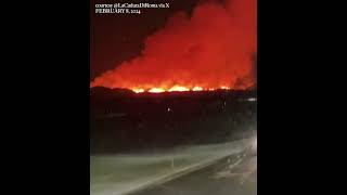 Eyewitness: Volcanic eruption lights up sky over Iceland's int'l airport