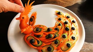 Peacock Carrot | Vegetable & Fruit Carving Art Garnishing Made Easy
