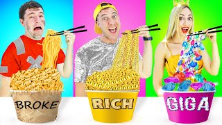 RICH VS BROKE VS GIGA RICH FOOD CHALLENGE | GIANT VS TINY EATING CHALLENGES BY CRAFTY HYPE