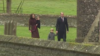 Prince George and Princess Charlotte walk to church on Christmas day