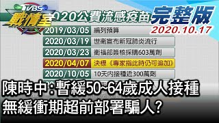 【完整版下集】陳時中:暫緩50~64歲成人接種 無緩衝期超前部署騙人? TVBS戰情室 決戰新政局 20201017