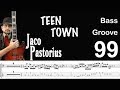 TEEN TOWN (Jaco Pastorius) How to Play Bass Groove Cover with Score & Tab Lesson