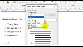 ការបង្កើតចំណុចរៀង Numbering ក្នុងកម្មវិធី Ms. Word