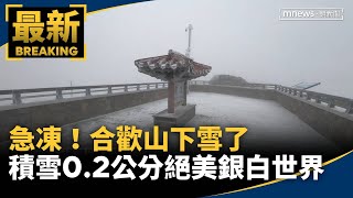 急凍！合歡山下雪了　「積雪0.2公分」絕美銀白世界｜#鏡新聞