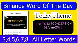 Binance Word of the day answer today | Theme CRYPTO MISCONCEPTION |Binance Crypto WODL Answers Today