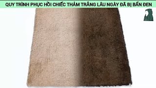 Một Chiếc Thảm Màu Trắng Lâu Ngày Đã Bẩn Đen Cùng Xem Quy Trình Hồi Phục Chiếc Thảm Nào