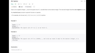 1 Binary Search - Leetcode 69 Sqrt(x) - Java