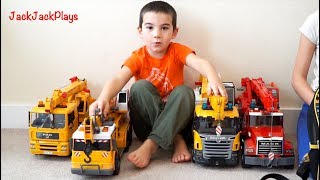 Pretend Play Fishing with Crane Trucks! Bruder Toys | JackJackPlays
