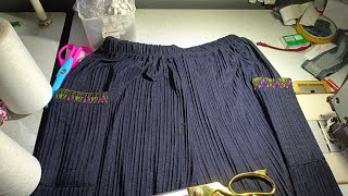 เปลี่ยนยางเอวกางเกงพลีท/Pleated pants elasticband change.