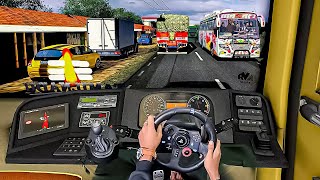 Bus driver narrowly Close call with a truck eurotruck simulator 2 steering wheel gameplay|bus game