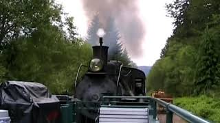 Heisler #91, 4-4-4,  pushes passenger train through the forests of Washington