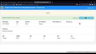 Health Center Patient Record Management System using PHP Demo