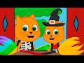 Cats Family in English - In the witch's cottage Cartoon for Kids