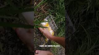 Barefoot crushing egg ASMR