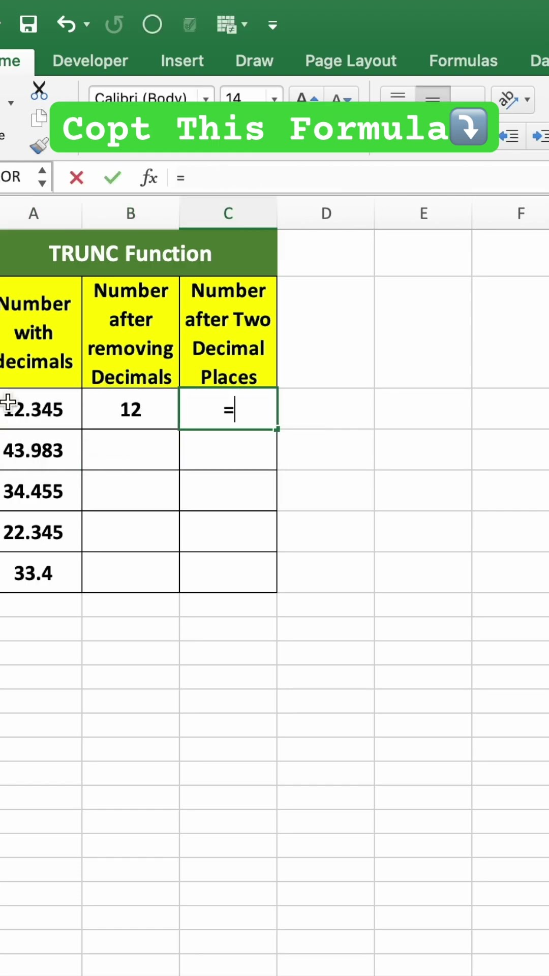 TRUNC function in excel #excel #shorts #excelfunctions #excelformula