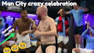 Manchester City players celebrating after FA Cup win over Watford 6-0