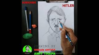 #shorts  Easy Portrait Sketch Of Hitler 🔥 #portraitdrawing #facedrawing @IndianArtist(AmitThapa)