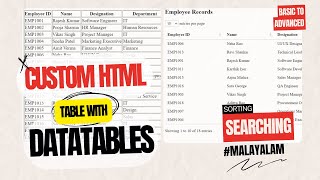 Master DataTables Library - Customize Your HTML Tables (Basic to Advanced | Malayalam Tutorial)