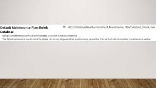 Default Maintenance Plan Shrink Database
