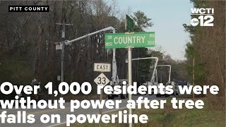 Over 1,000 residents were without power after tree falls on powerline