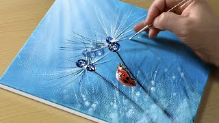 Easy Way to Draw Ladybug and Morning Dew / Acrylic Painting