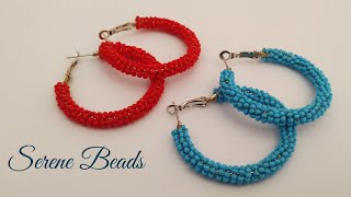 Beaded Hoop Earrings/ Beaded Wire Wrapped Hoop Earrings / Beaded Earrings