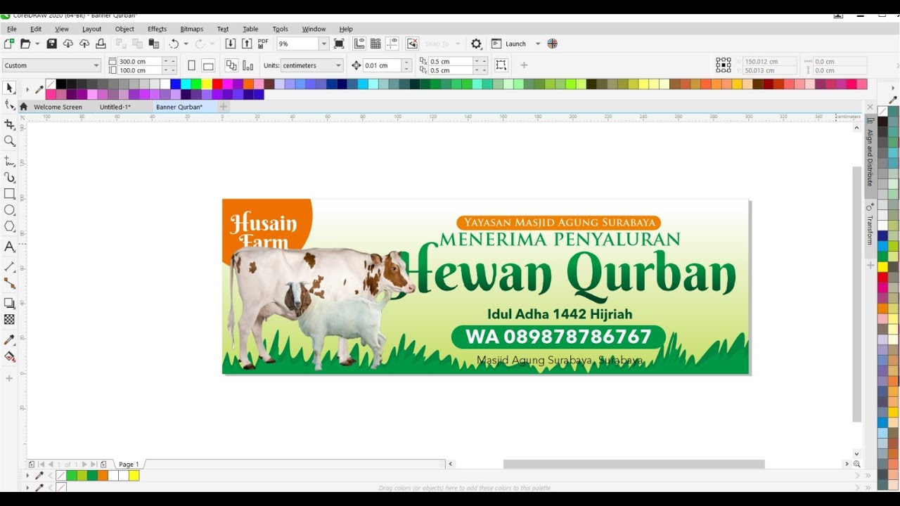 TUTORIAL CARA MEMBUAT BANNER SPANDUK QURBAN IDUL ADHA COREL DRAW ...