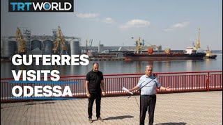 UN chief visits Odessa to observe grain shipments