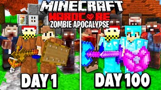 WE Survived 100 Days of HARDCORE Minecraft in a ZOMBIE APOCALYPSE...