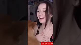 dog kiss girl funny videos #shorts