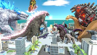 Evolved Godzilla x Shimo x Kong VS. Mechagodzilla x King Ghidorah - Animal Revolt Battle Simulator