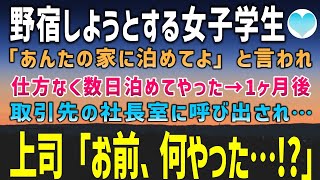 【感動する話】公園で野宿しようとする女子学生に声をかけると「あんたの家に泊めてよ」と言われ仕方なく泊めることに→1ヶ月後、取引先の社長から呼び出され…【泣ける話】朗読