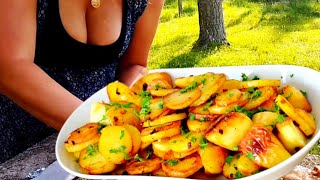 cook potatoes outdoors - cooking Asmr
