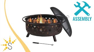 Sunnydaze Bronze Crossweave Wood-Burning Fire Pit with Spark Screen and Poker - 36\