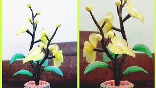 DIY:Easy Way to make flower from plastic bag/cara mudah buat bunga dari beg plastik