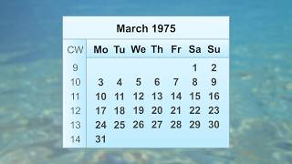 March 1975 Calendar