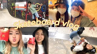 【スケボーVlog】スケボー初心者女子2人の本気動画