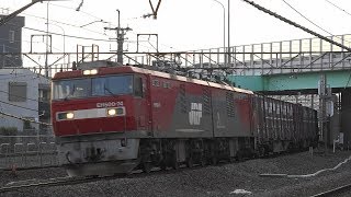 EH500-74牽引　遅3089ﾚと前後の貨物列車　府中本町　2019/10/31