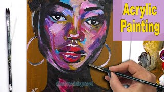 Abstract Portrait Painting | Colorful | Acrylic | African @EasyPaintingVered