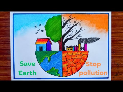 Save Earth Stop Pollution Drawing Stop Pollution Poster Drawing How