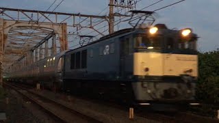 [警笛有り]EF64 1053号機牽引信州カシオペア紀行長野行き通過　三郷駅にて　EF64 1053+E26系客車12B