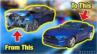 Rebuilding A Wrecked Salvage Auction 2018 Ford Mustang GT In 10 Minutes Like THR