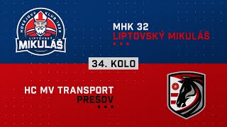 34.kolo MHk 32 Liptovský Mikuláš - HC MV Transport Prešov HIGHLIGHTS